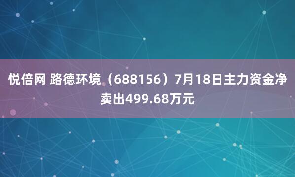 悦倍网 路德环境（688156）7月18日主力资金净卖出499.68万元