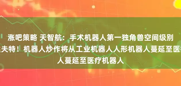 涨吧策略 天智航：手术机器人第一独角兽空间级别不啻于埃夫特！机器人炒作将从工业机器人人形机器人蔓延至医疗机器人